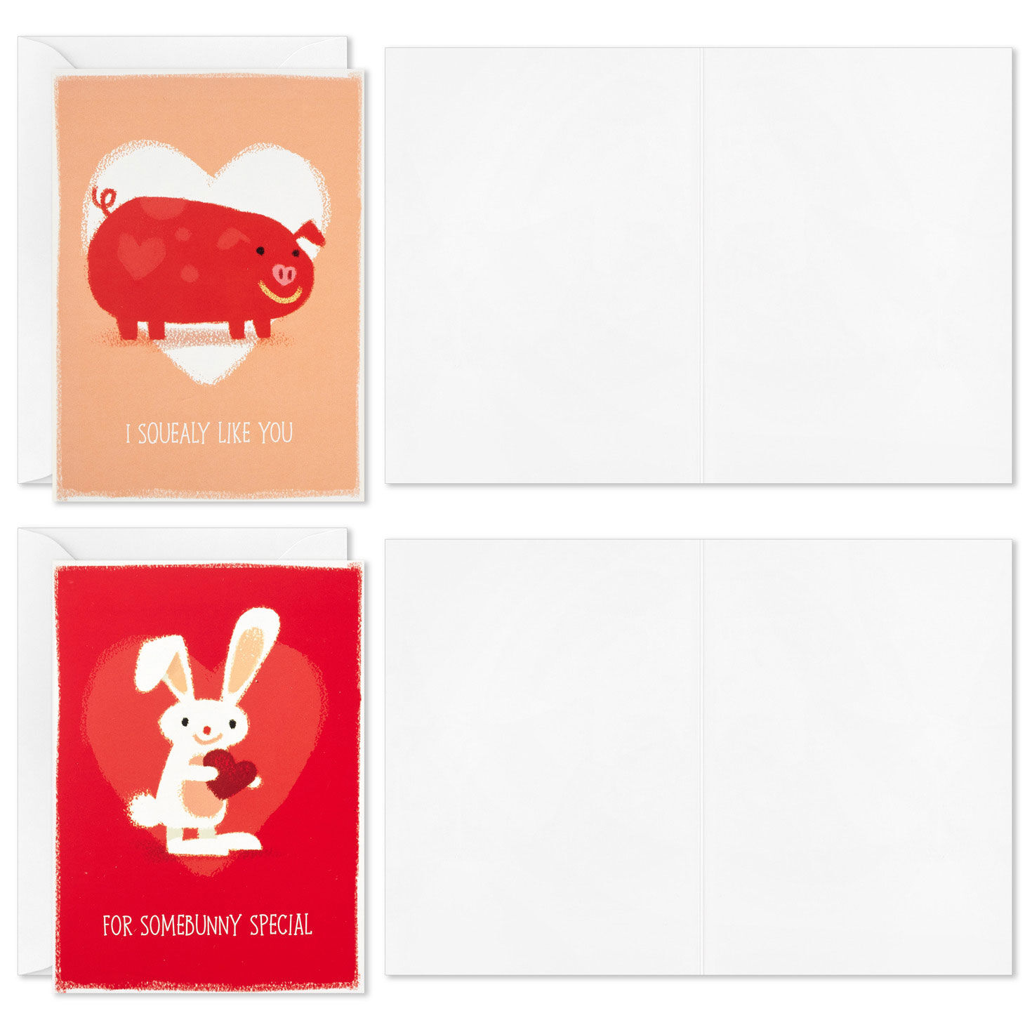 Funny Animals Blank Valentines Day Card Assortment fronts with open cards image number 3