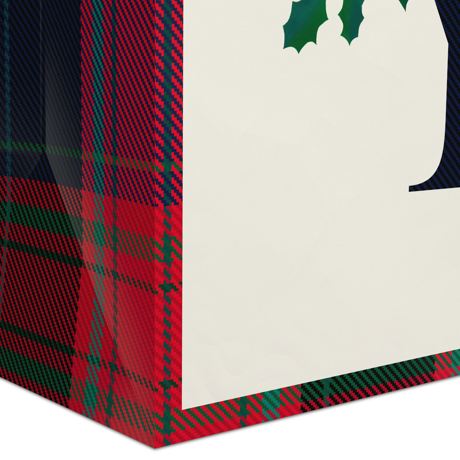 Plaid and Holly on Cream Jumbo Christmas Bag Base/Side Detail image number 5