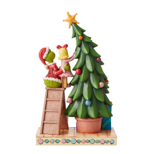 Jim Shore Dr. Seuss Grinch and Cindy Lou Who Decorating Tree Figurine, 10.4", 