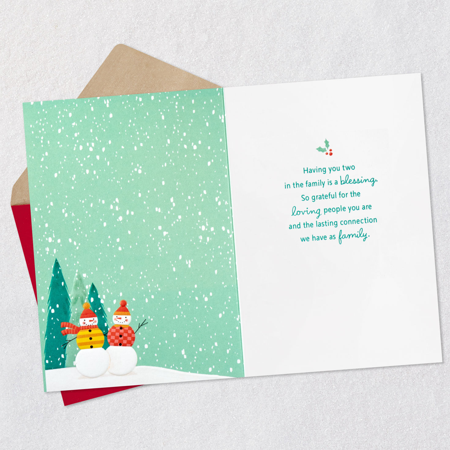 Snowmen Snowglobe Aunt and Uncle Christmas Card Open card with envelope image number 3
