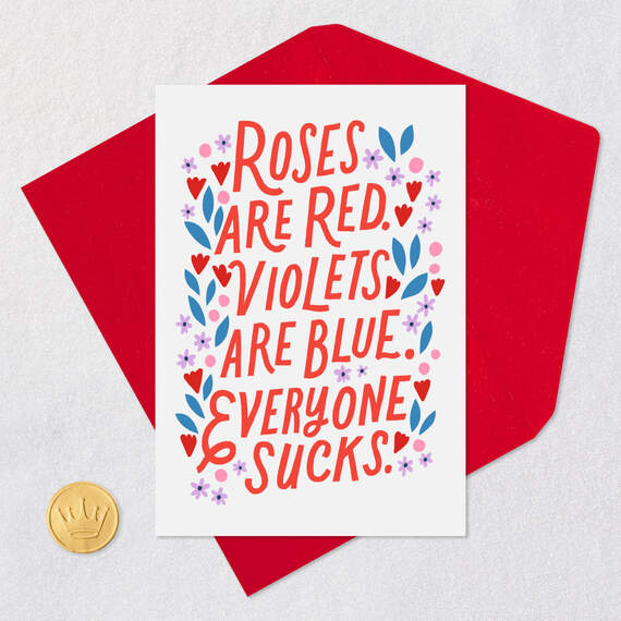 Everyone Sucks Poem Funny Valentine's Day Card, , large image number 5
