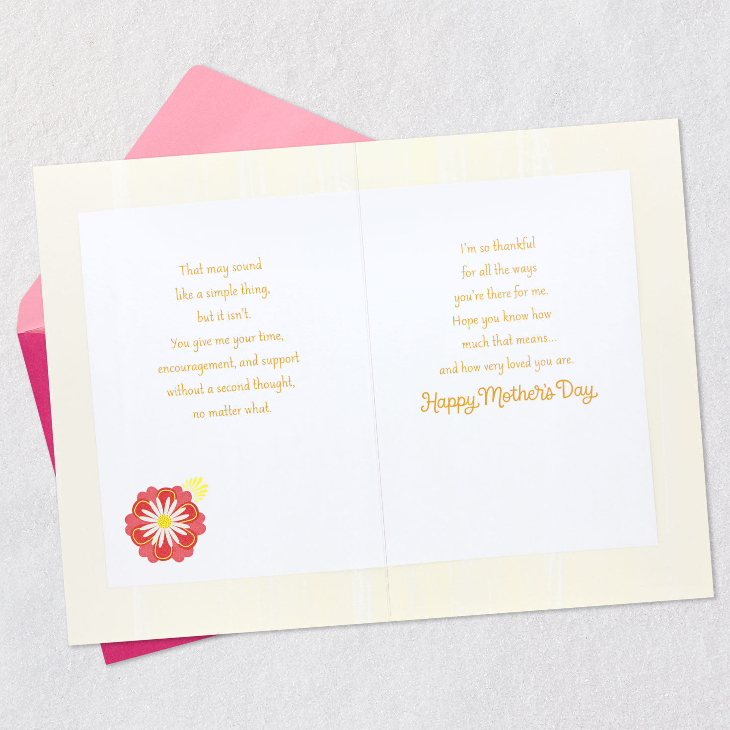 Sparkly Pink Flowers Mom Mother's Day Card Open card with envelope image number 4