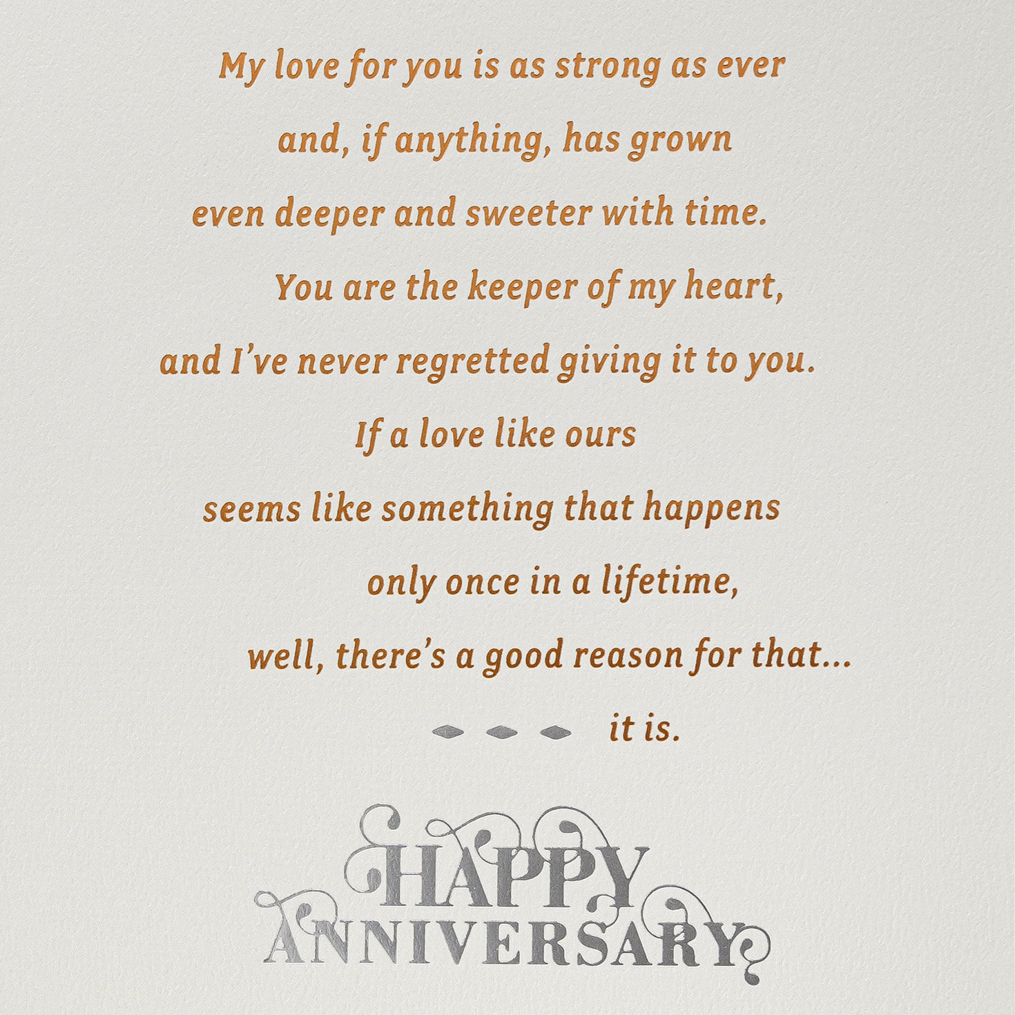 Our Love Is Once in a Lifetime Romantic Anniversary Card, , large image number 3