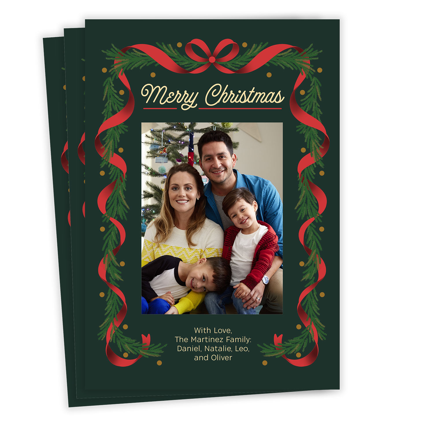 Modern Garland Flat Christmas Photo Card
