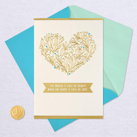 Love Floral Heart Wedding Card, , large image number 5