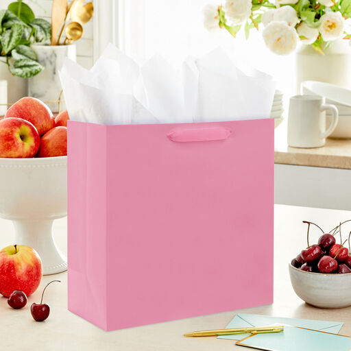 10.4" Pink Large Square Gift Bag, 