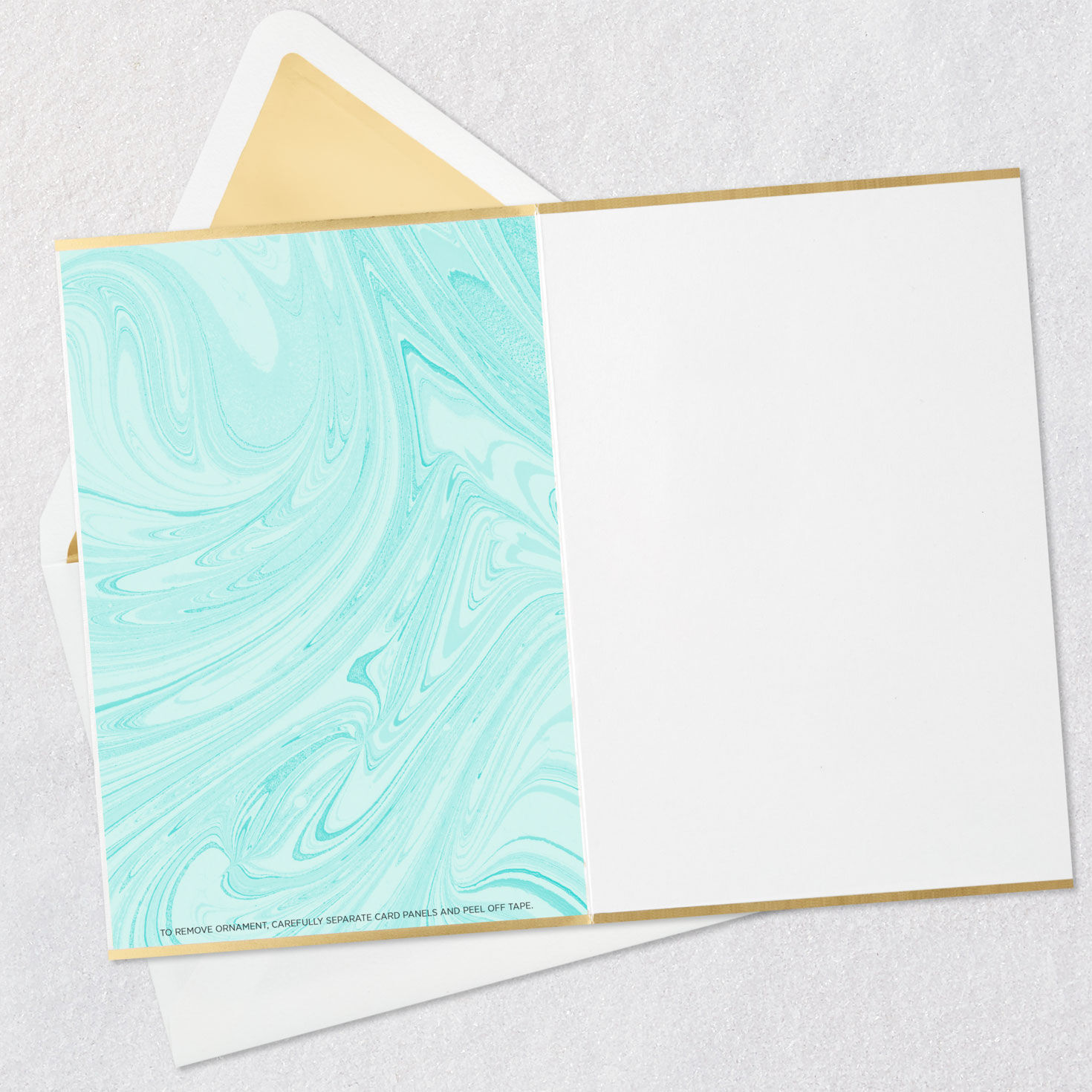 Gold and Teal Removable Cross Religious Blank Card Open card with envelope image number 3