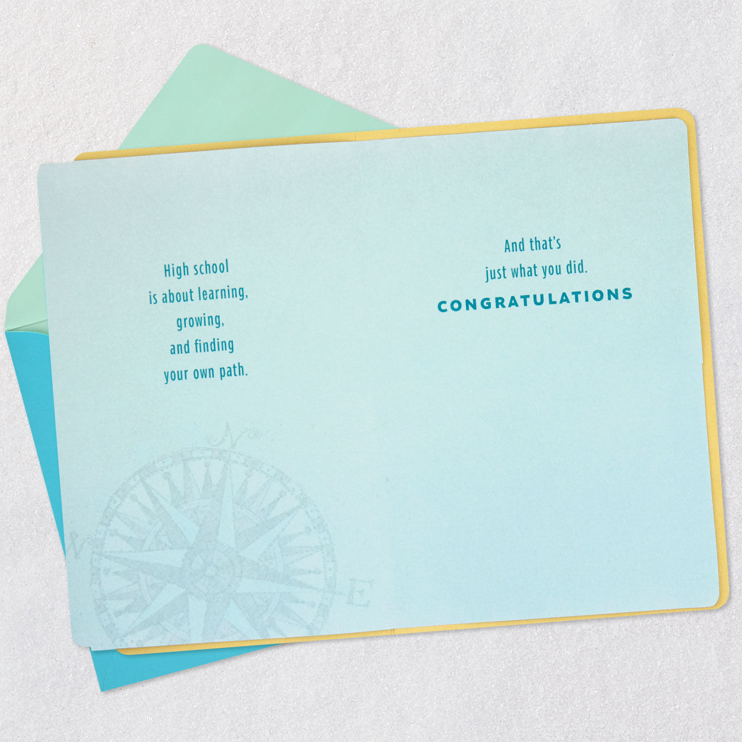 World Map Grad Lettering High School Graduation Card Open card with envelope image number 4