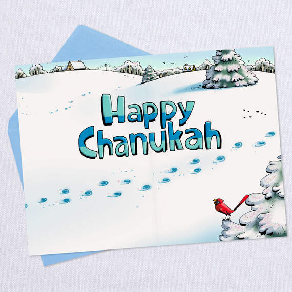 Snow Angels and Menorah Funny Hanukkah Card, , large image number 3