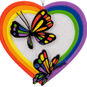 Rainbow Heart With Butterflies Christmas Ornament closeup view image number 5