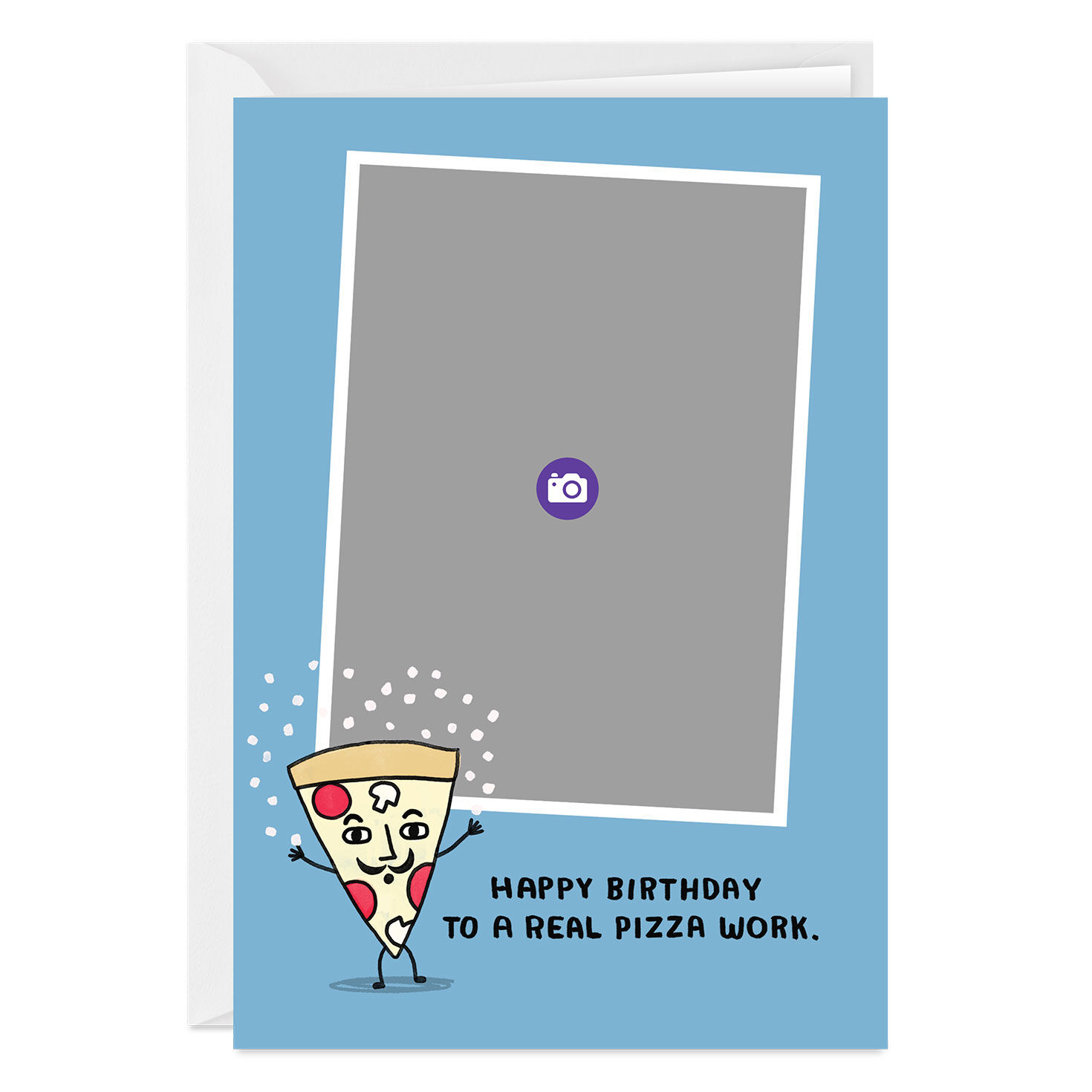 Old People Photo Pizza Personalized Birthday Card Card Front indicating personalization image number 3