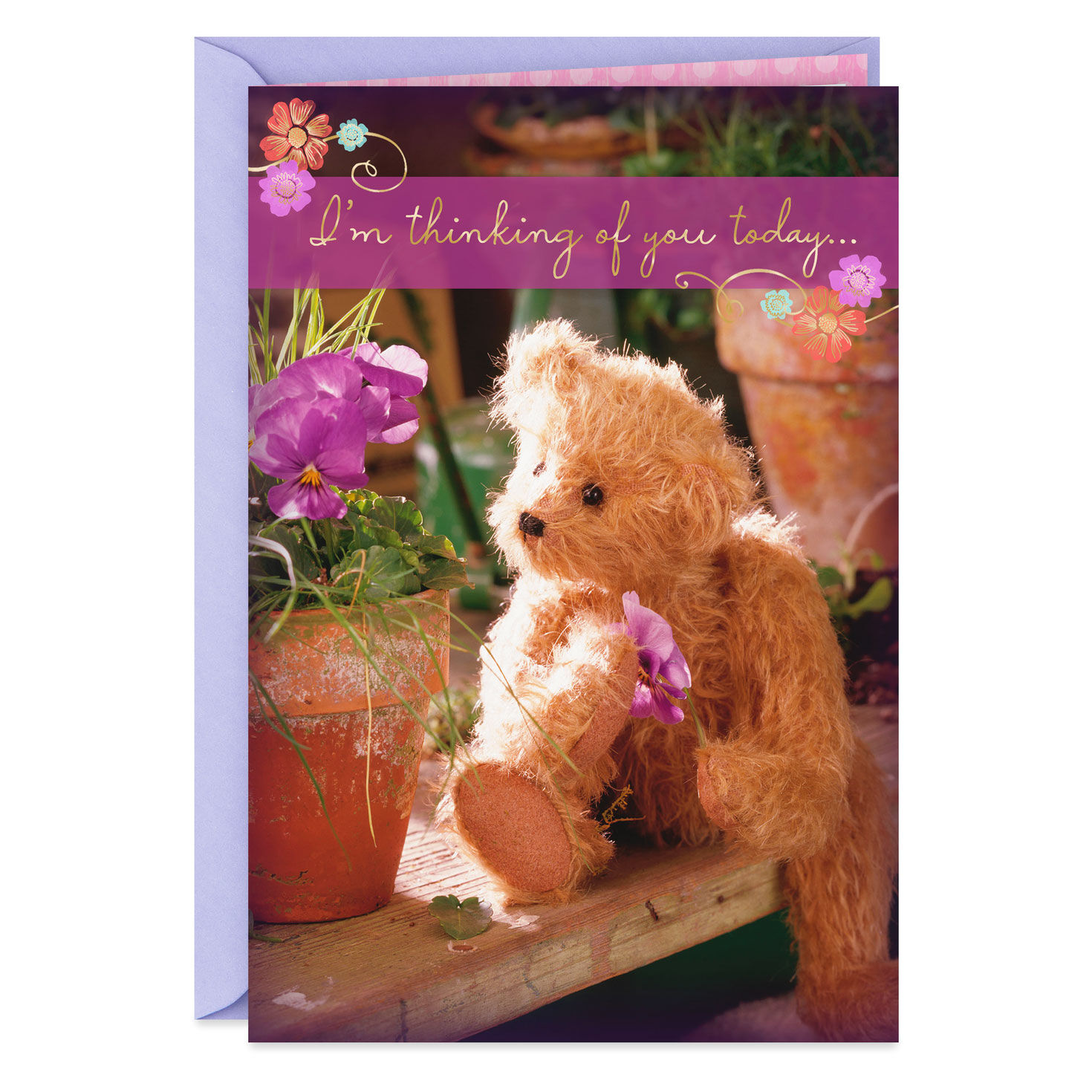 glitter teddy bear with flowers It/'s your Birthday brand new card female
