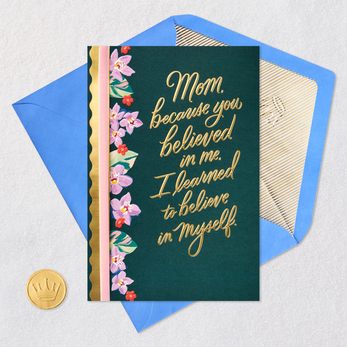 Floral Border Lacey Chabert Mom Mother's Day Card Card Front with Envelope and Gold Seal image number 6