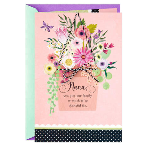 Hanging Basket of Blooms Mother's Day Card for Nana, , large