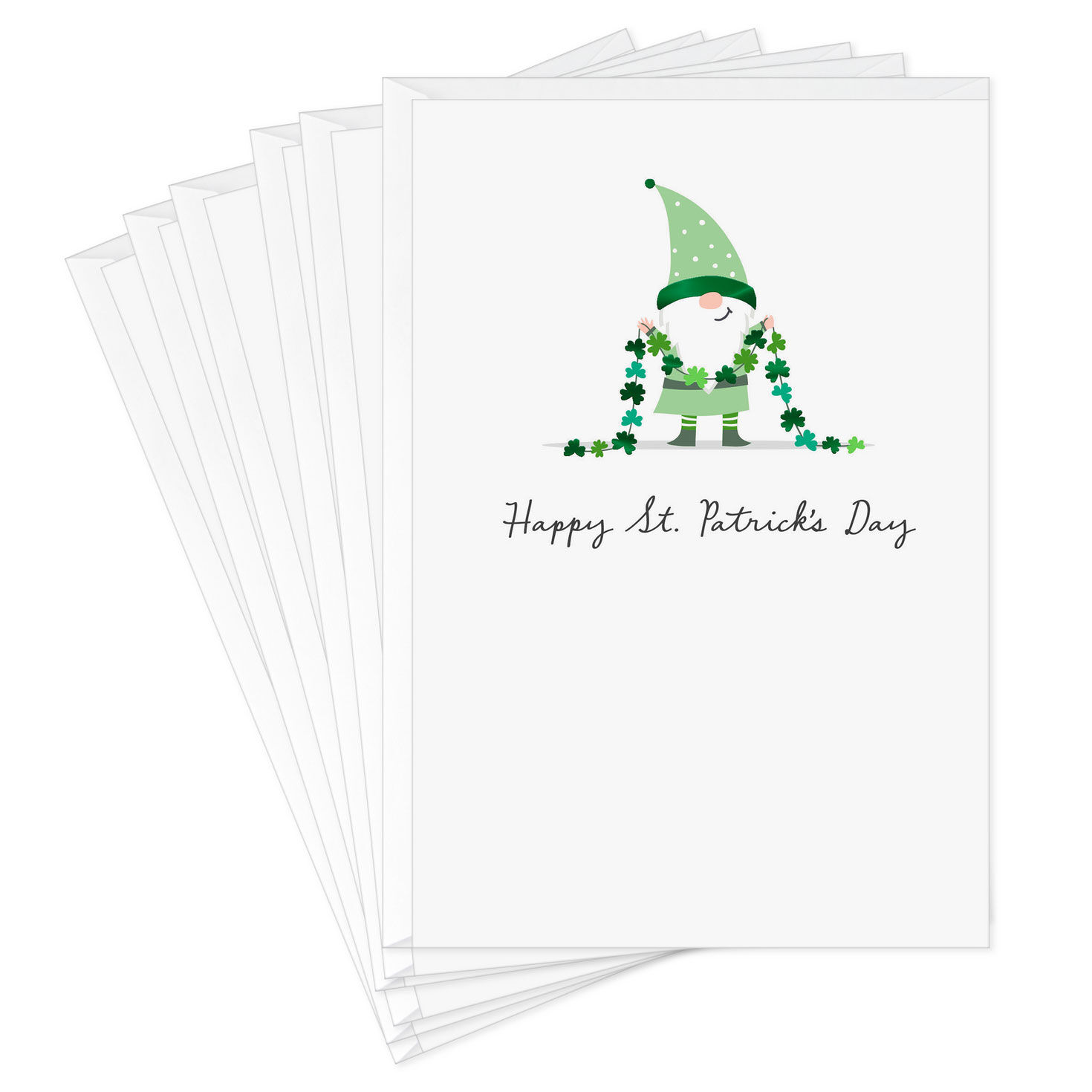 Gnome and Shamrock Garland St. Patrick's Day Cards, Pack of 6