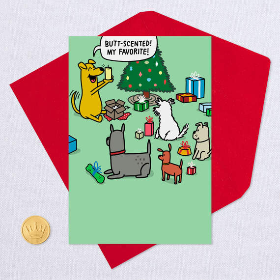 Dog Opening Presents Funny Christmas Card, , large image number 5