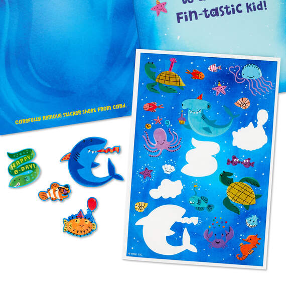 Fin-tastic Four Sharks 4th Birthday Card With Stickers, , large image number 5