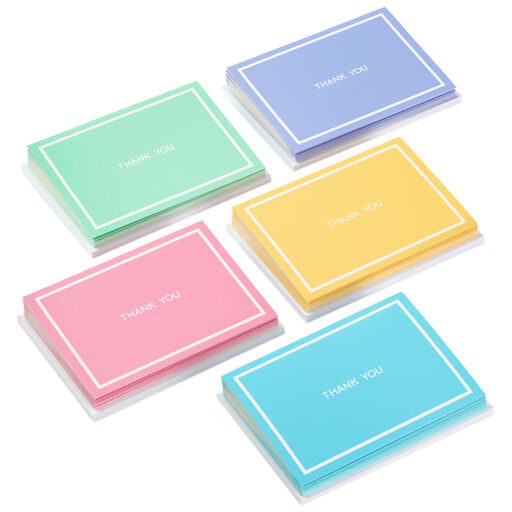 Bright Pastel Assorted Blank Thank-You Notes, Pack of 50, 