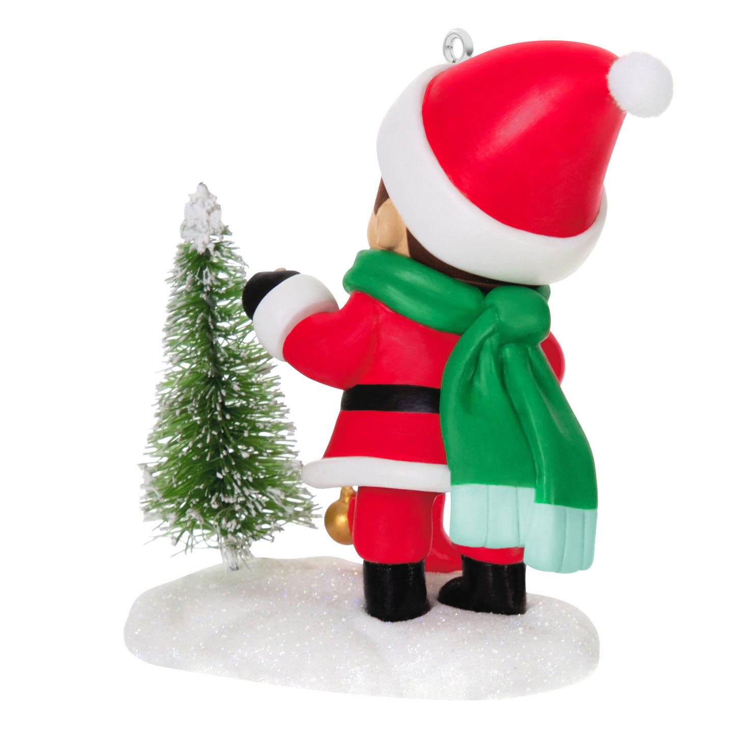 Santa Boy and Bird Decorating Tree Ornament Back image number 6