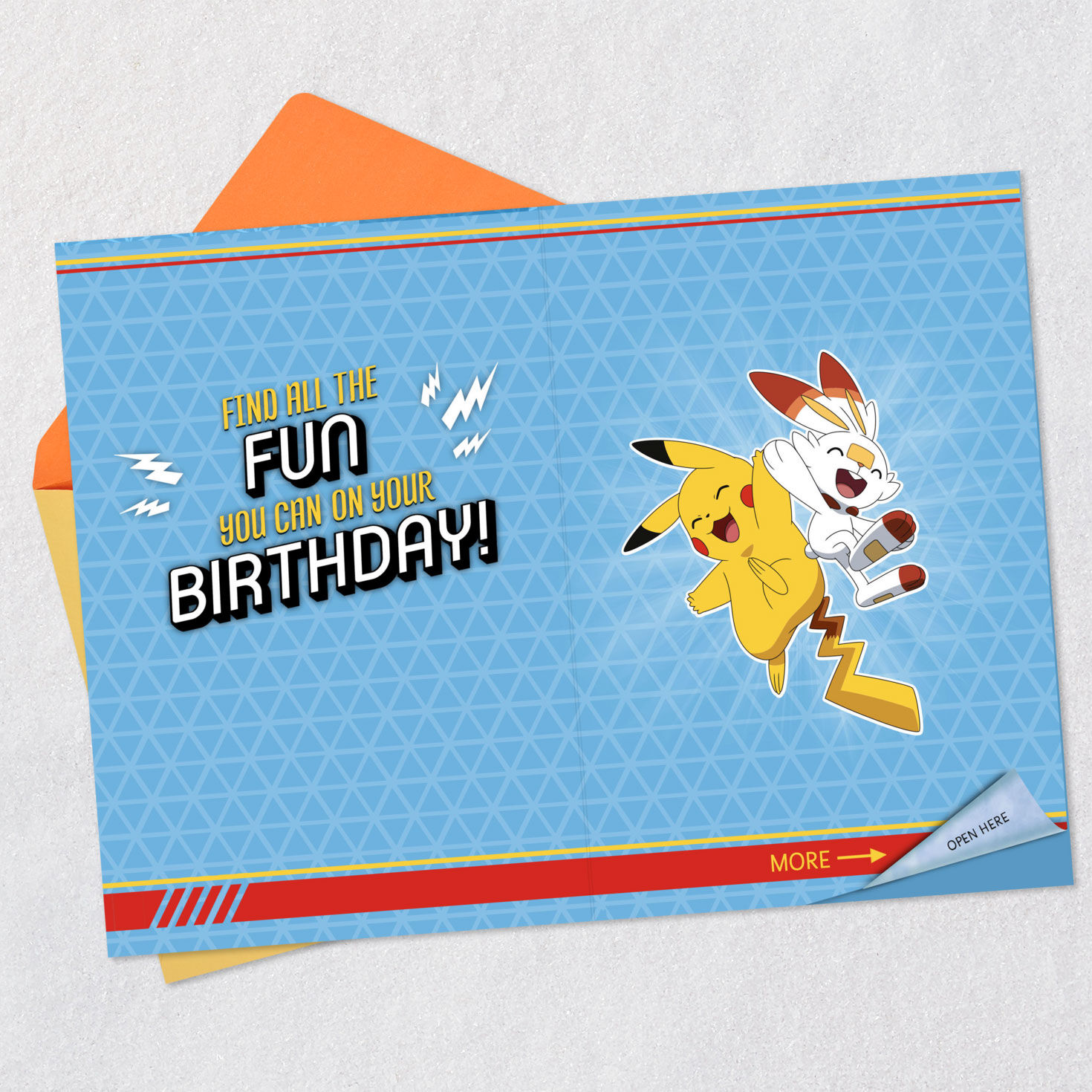 Pok&eacute;mon Birthday Card for Kids With Fold-Out Poster Open card with envelope image number 3