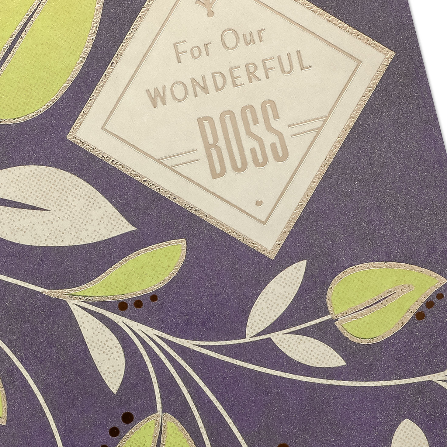 Leaves on Blue Boss's Day Card From All Card Front Detail image number 4