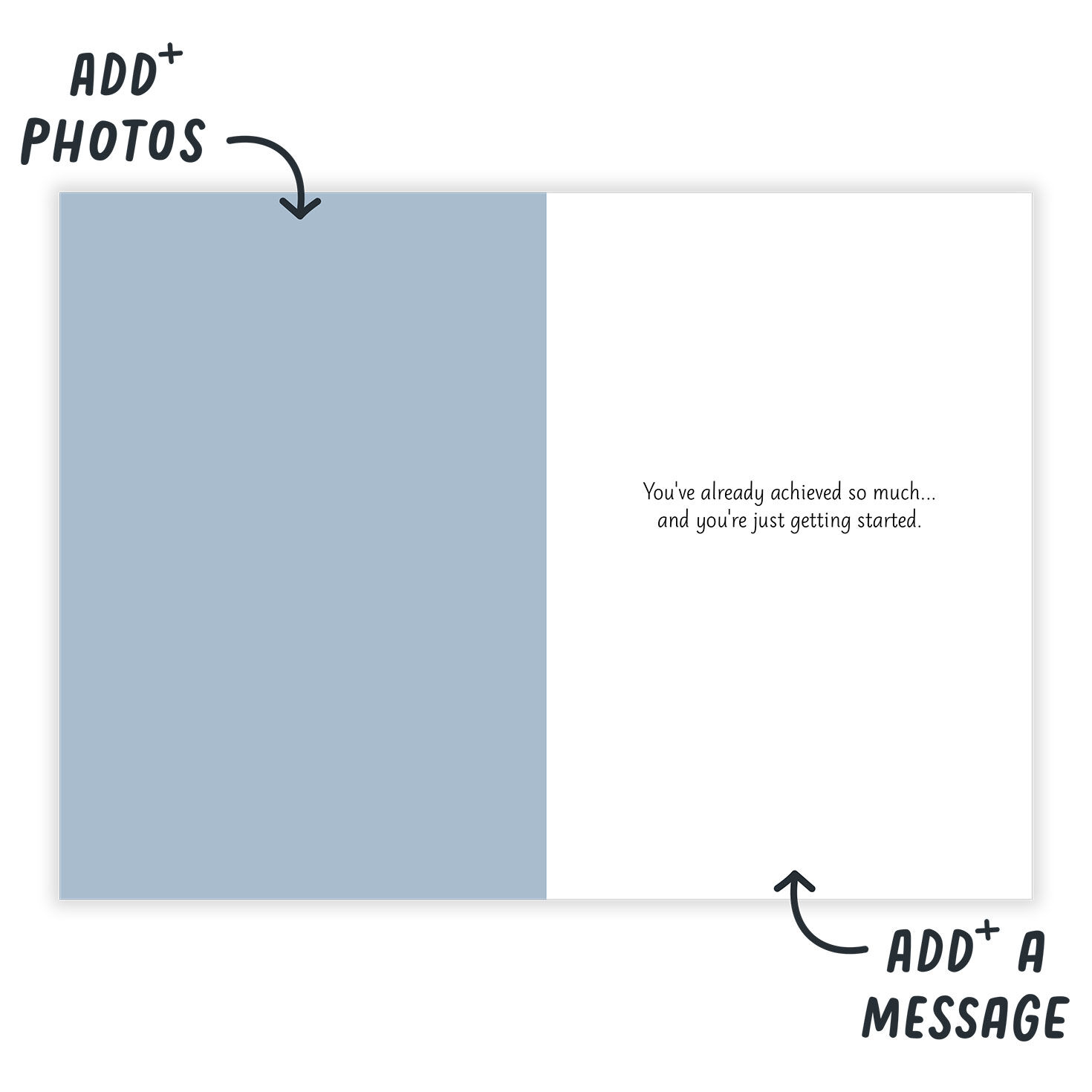 Grad Hat Diploma on Blue Personalized Grad Card open card with personalization image number 3