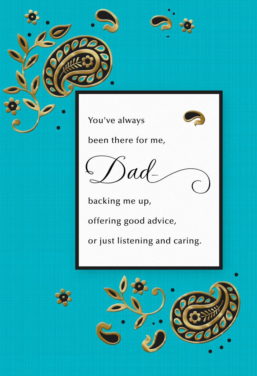 Gold and Blue Paisley Father's Day Card