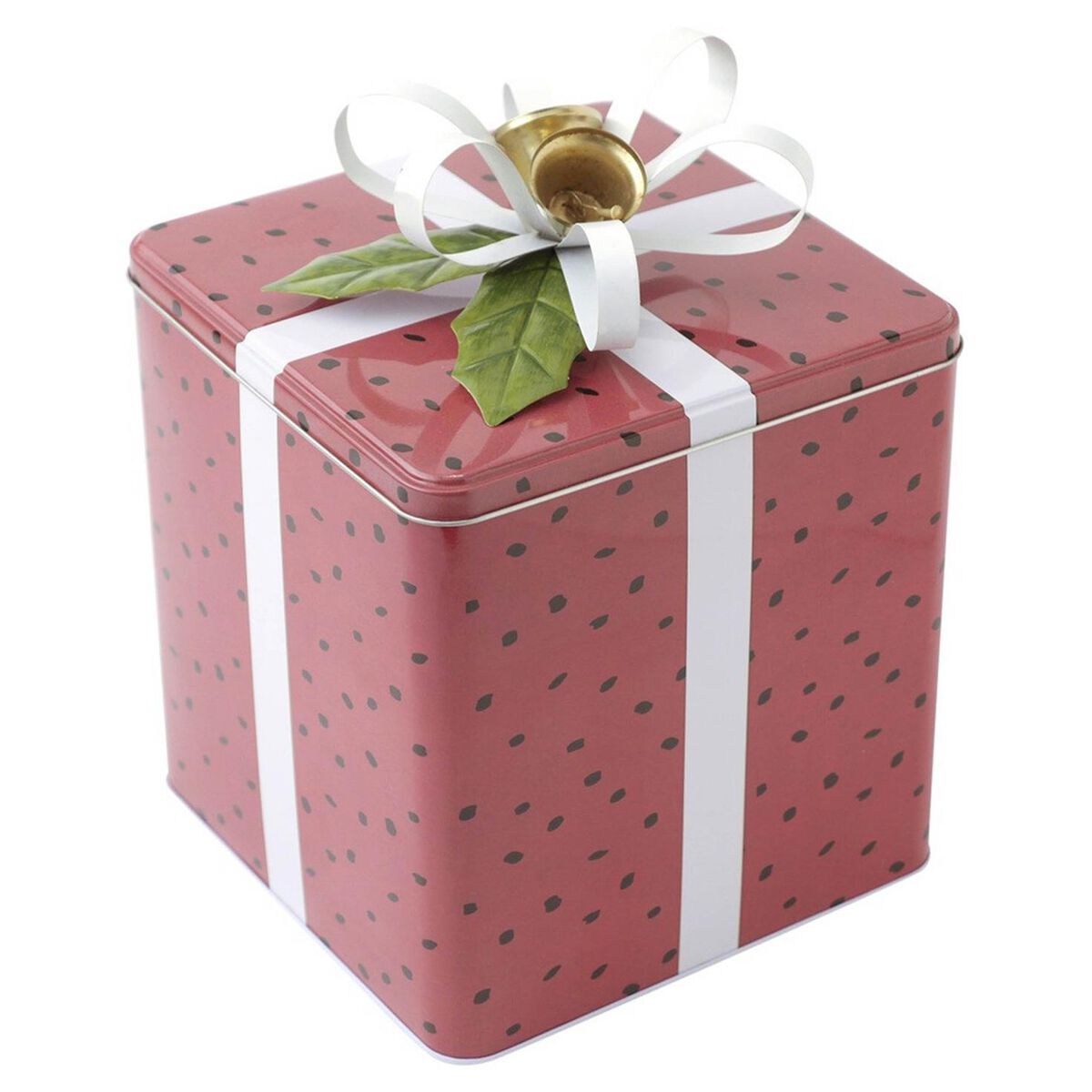 Holiday Red Present Tin With Metal Bow Decorative Accessories Hallmark