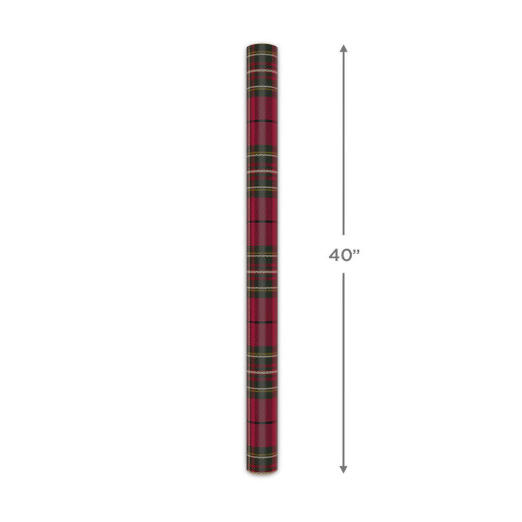 Classic Red Plaid Jumbo Christmas Gift Wrap Roll Measurement image number 5