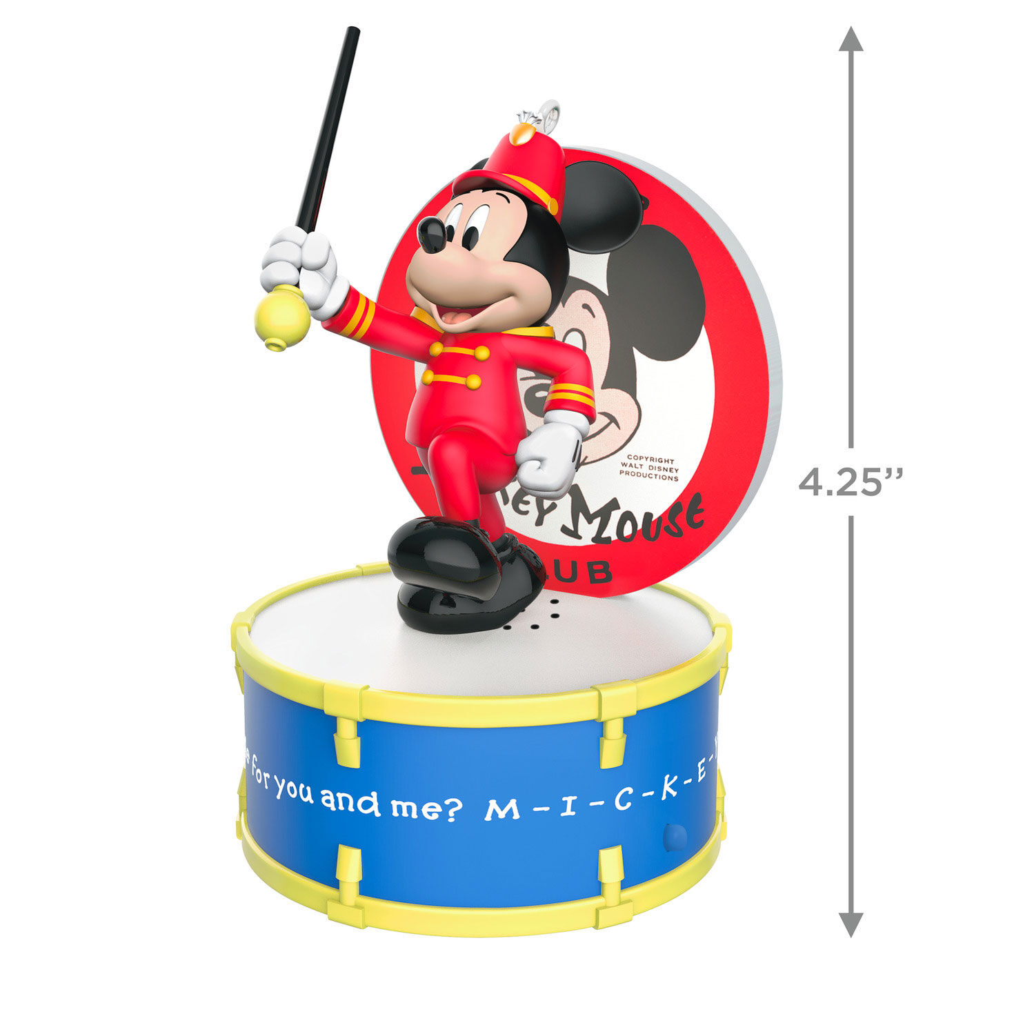 Marching Mickey on Drum Keepsake Ornament measurement image number 3
