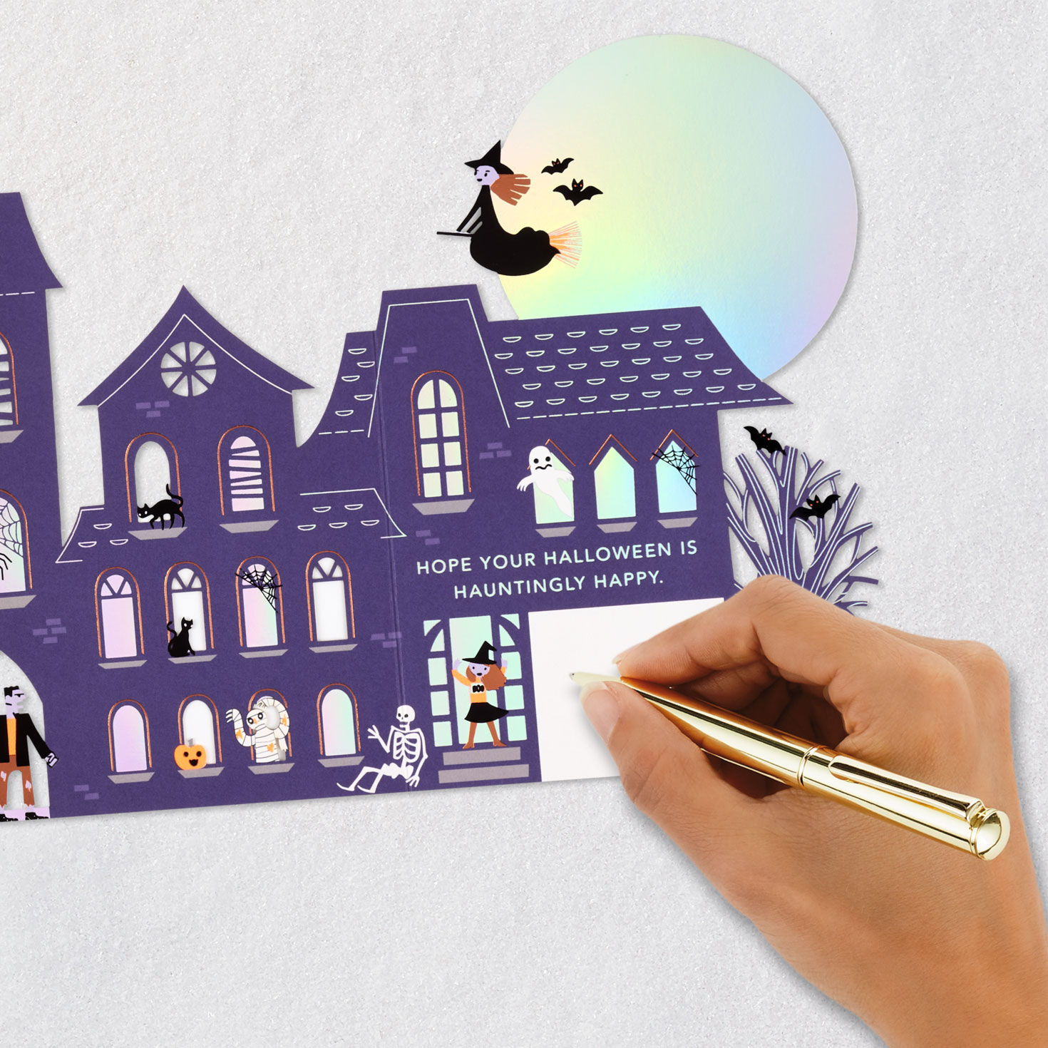 Fold-Out Haunted House Halloween Card signing card image number 8