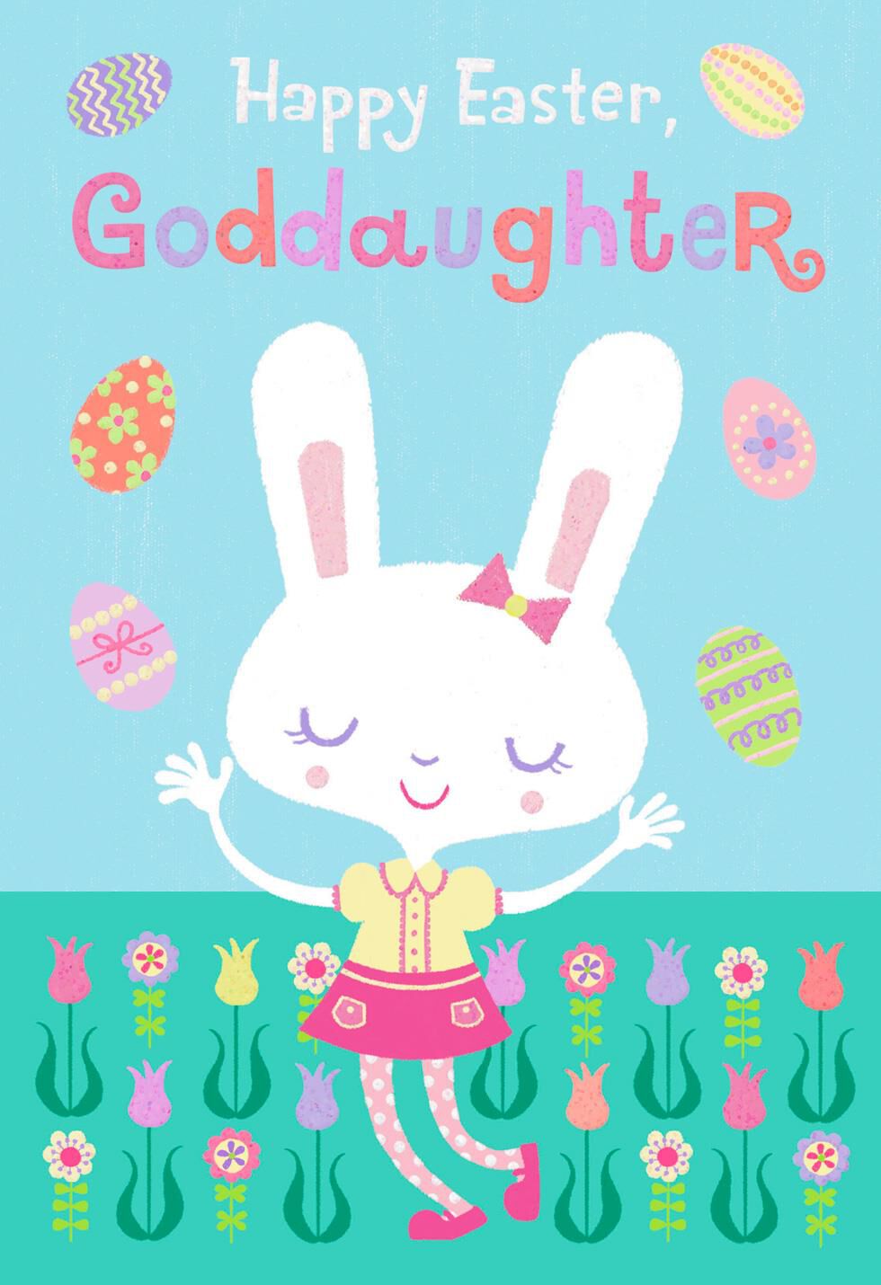 Goddaughter Flowers and Eggs Easter Card