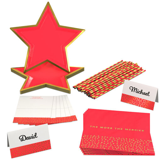 Color Pop 60-Piece Tableware Premium Party Kit, Red Star, 
