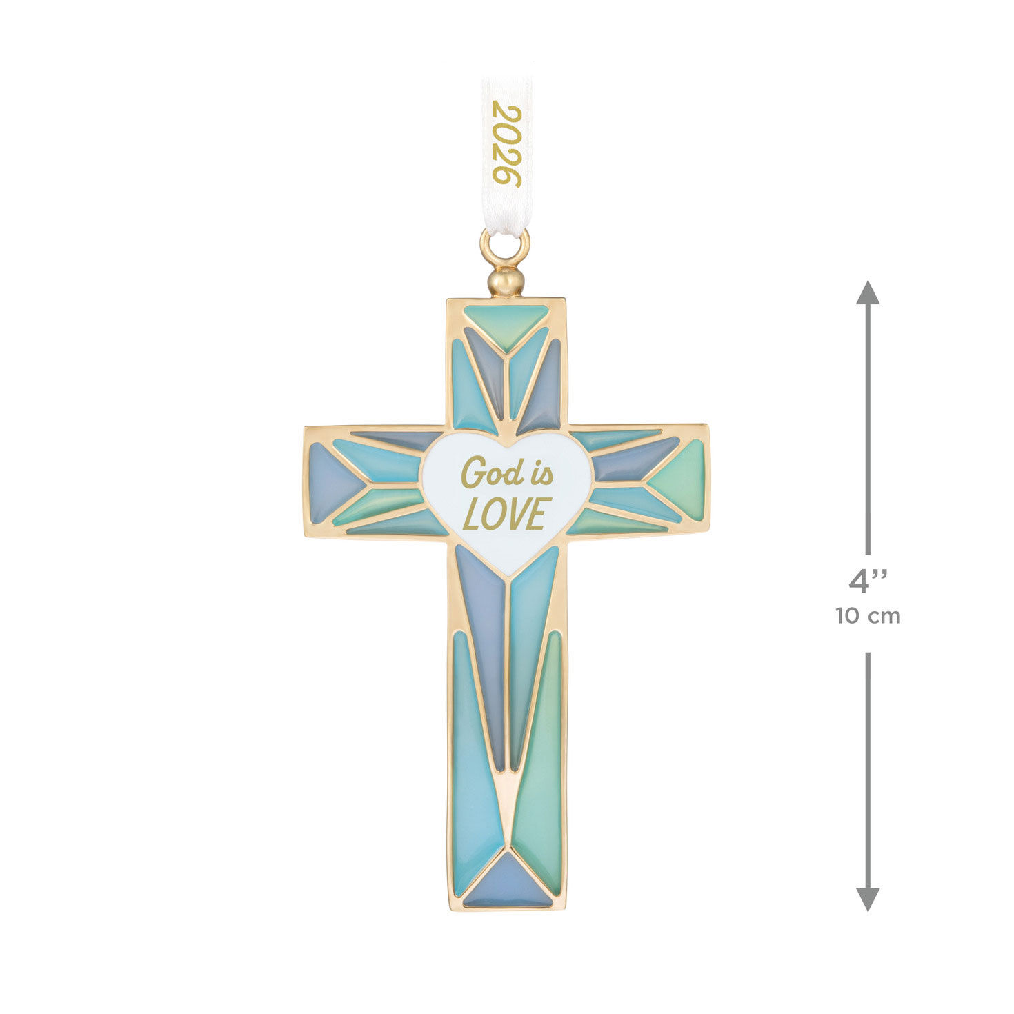 Stained Glass Cross Keepsake Ornament measurement image number 3