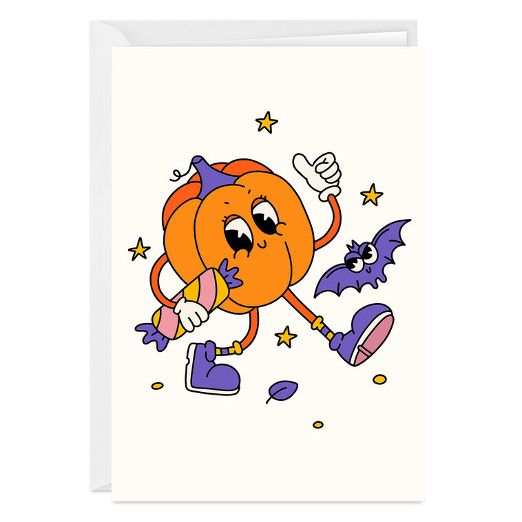Retro Groovy Pumpkin Custom Halloween Card