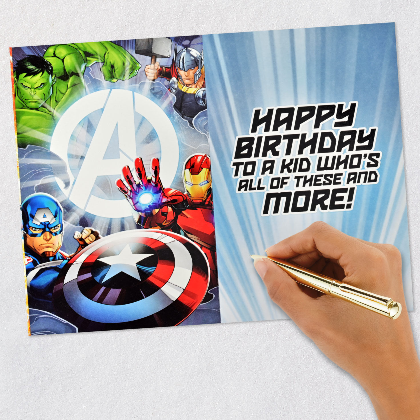 Marvel Avengers Super Heroes Kids Birthday Card Signing card image number 6