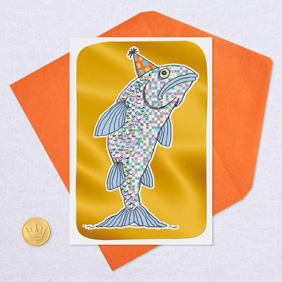 Cod Fish Wearing a Party Hat Funny Birthday Card, , large image number 5