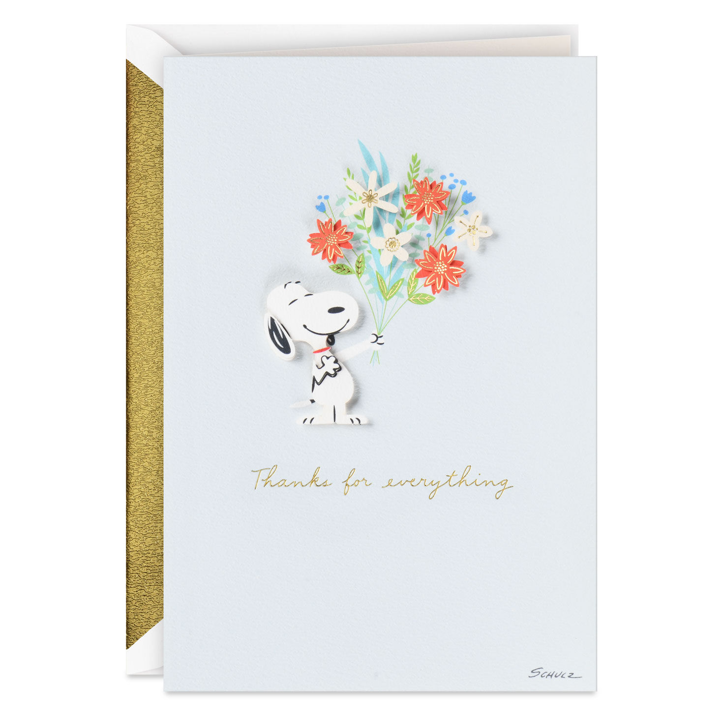 Peanuts® Snoopy With Flower Bouquet Thank-You Card