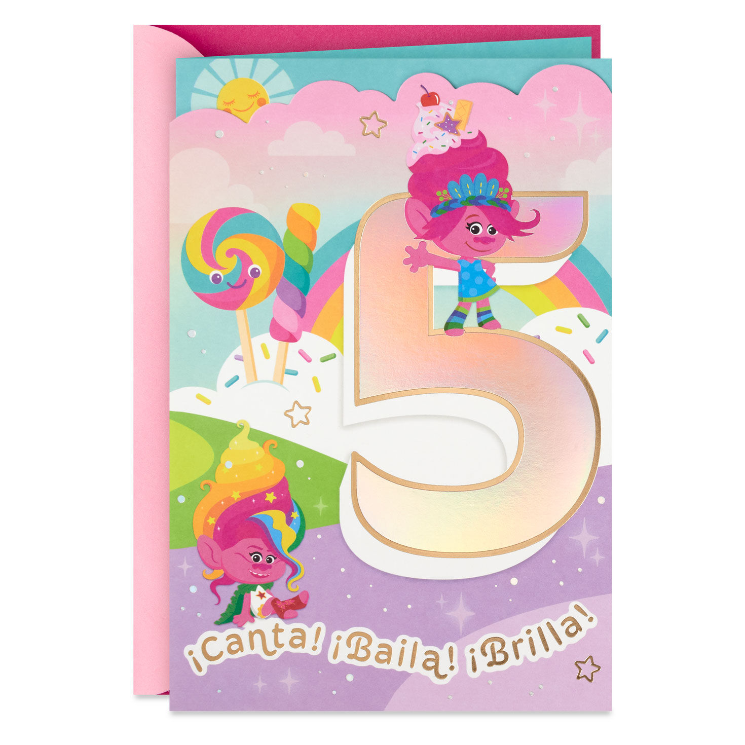 DreamWorks Animation Trolls Time to Shine Spanish-Language 5th Birthday Card