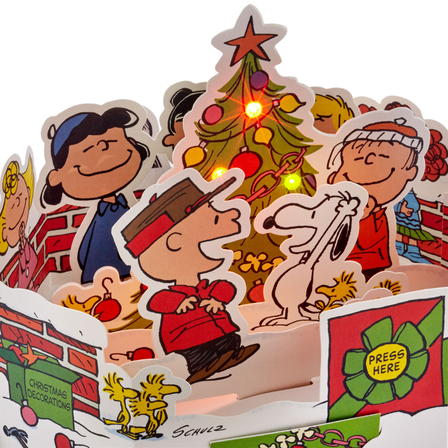 Peanuts Gang Christmas Card With Light and Sound Card front detail image number 4