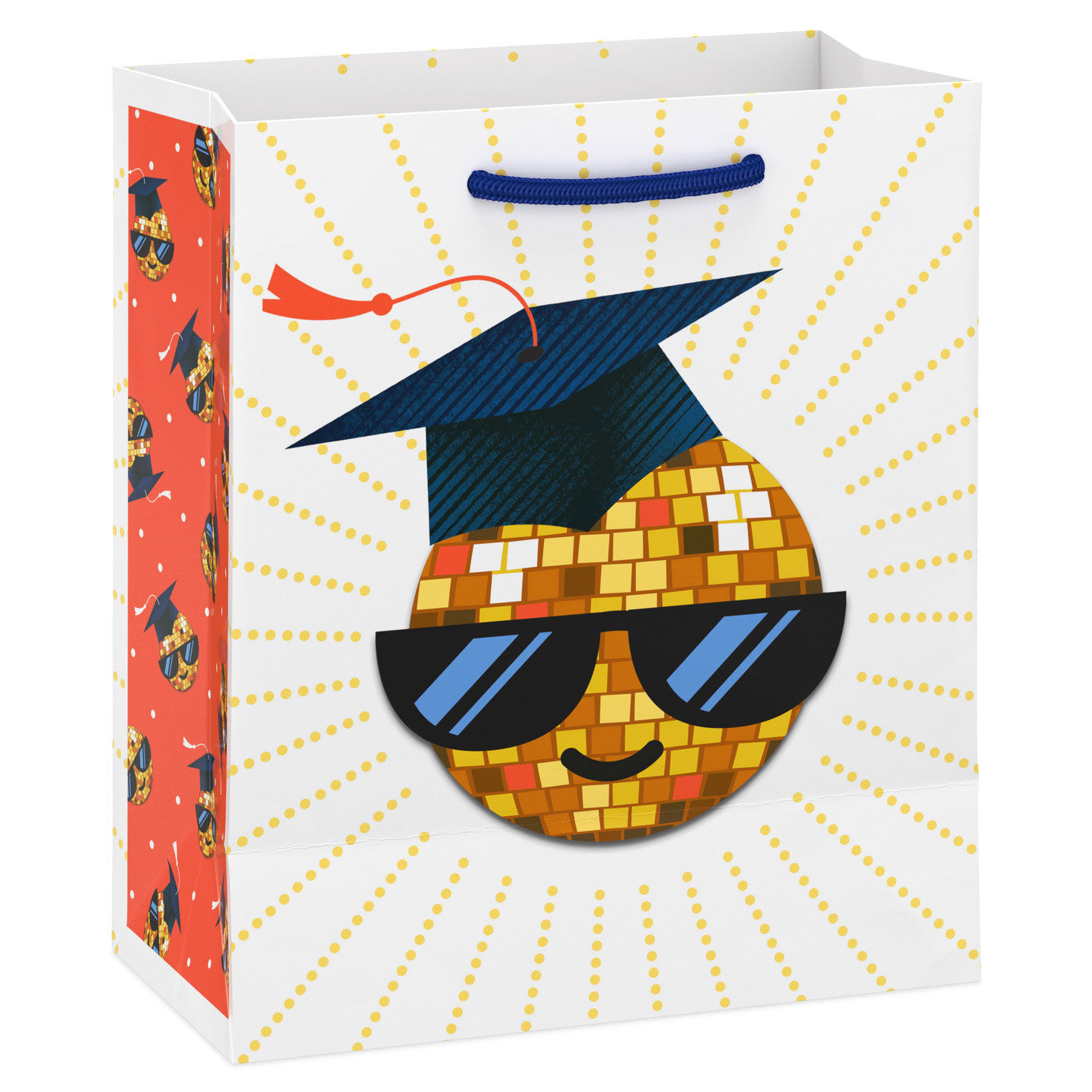 Smiling Disco Ball Sun in Grad Cap Small Gift Bag Back image number 6