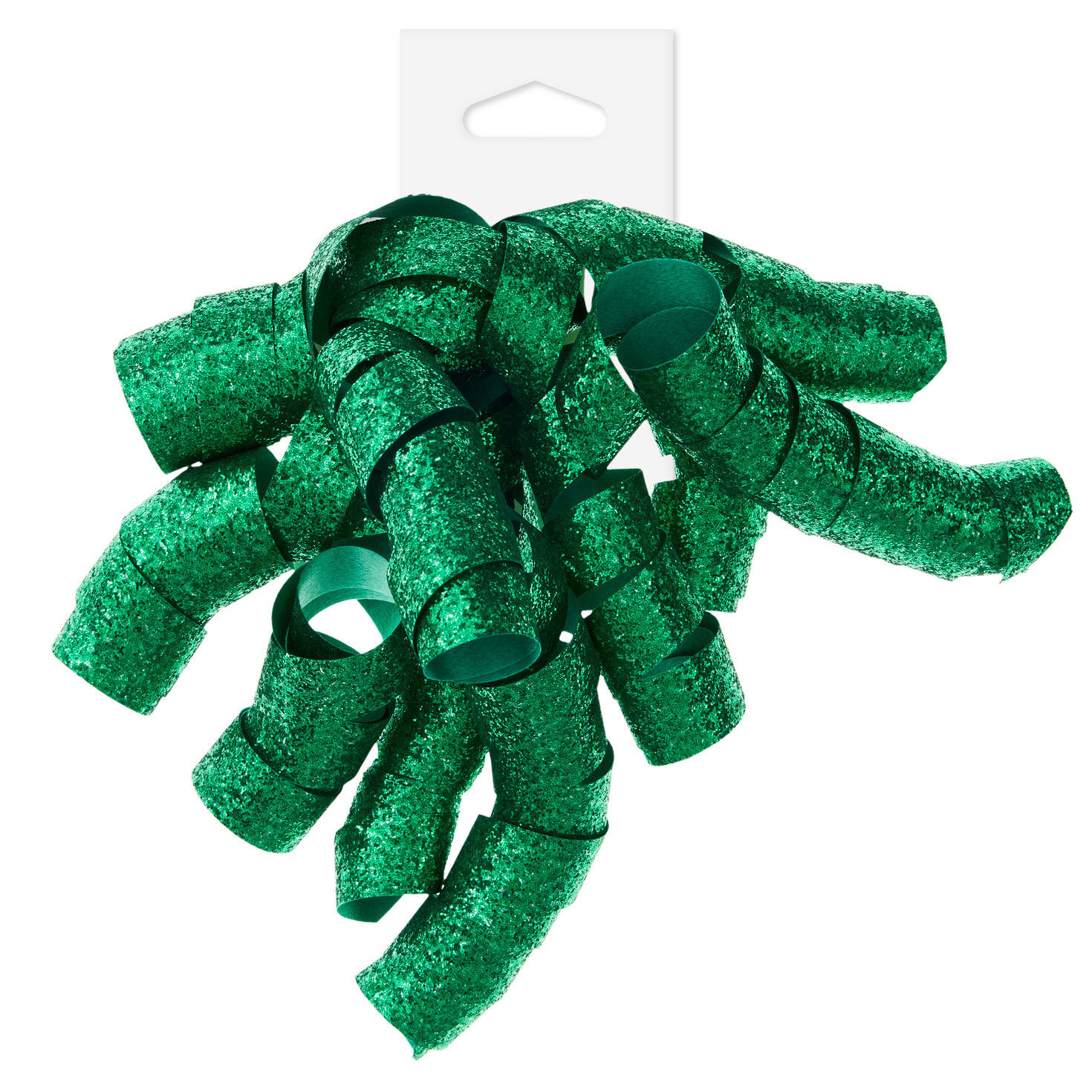 Sparkly Green Cascading Ribbon Holiday Gift Bow package hang tag image number 5