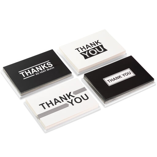 Black-and-White Assorted Blank Thank-You Notes, Pack of 48, 