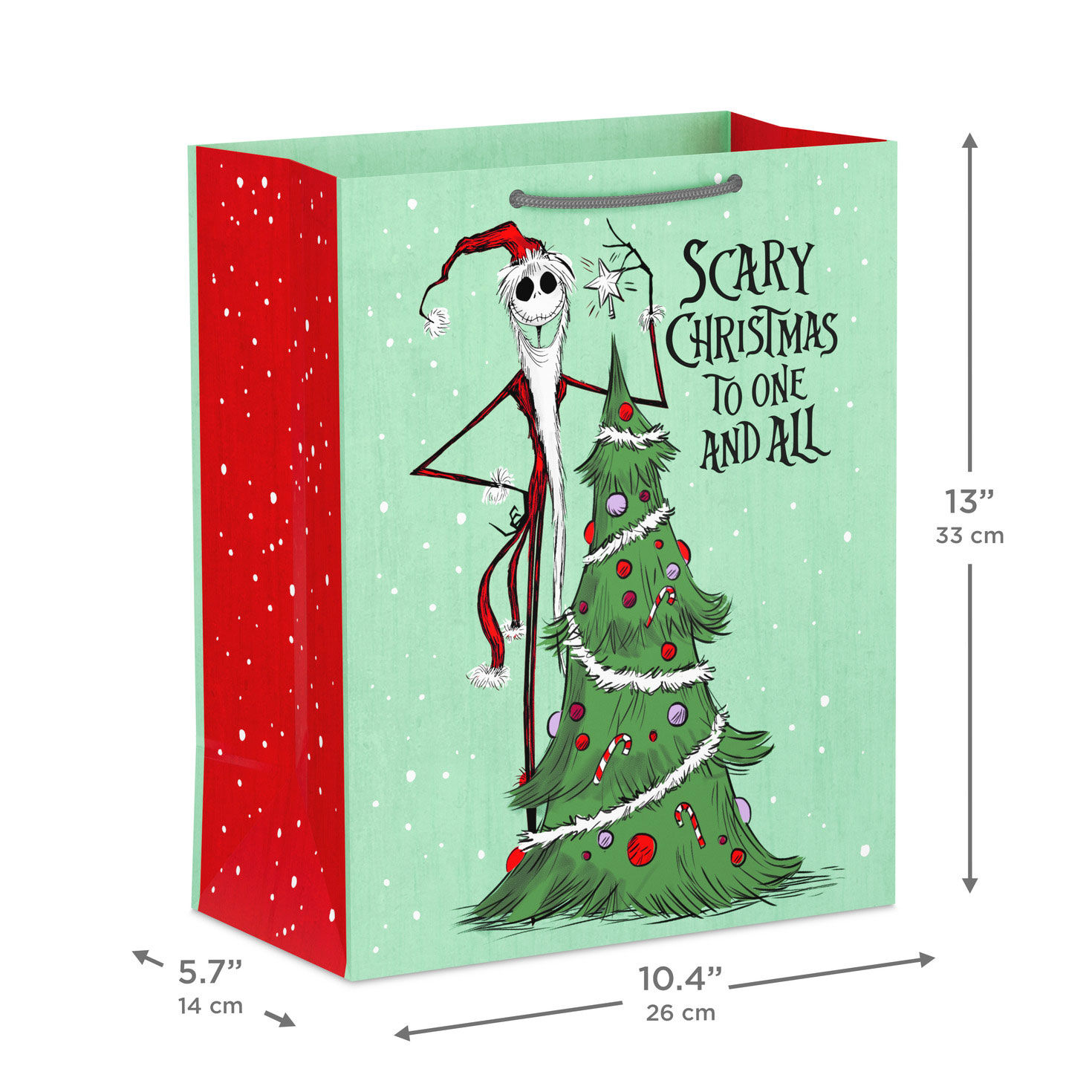 Jack Skellington Green Large Christmas Gift Bag measurement image number 3