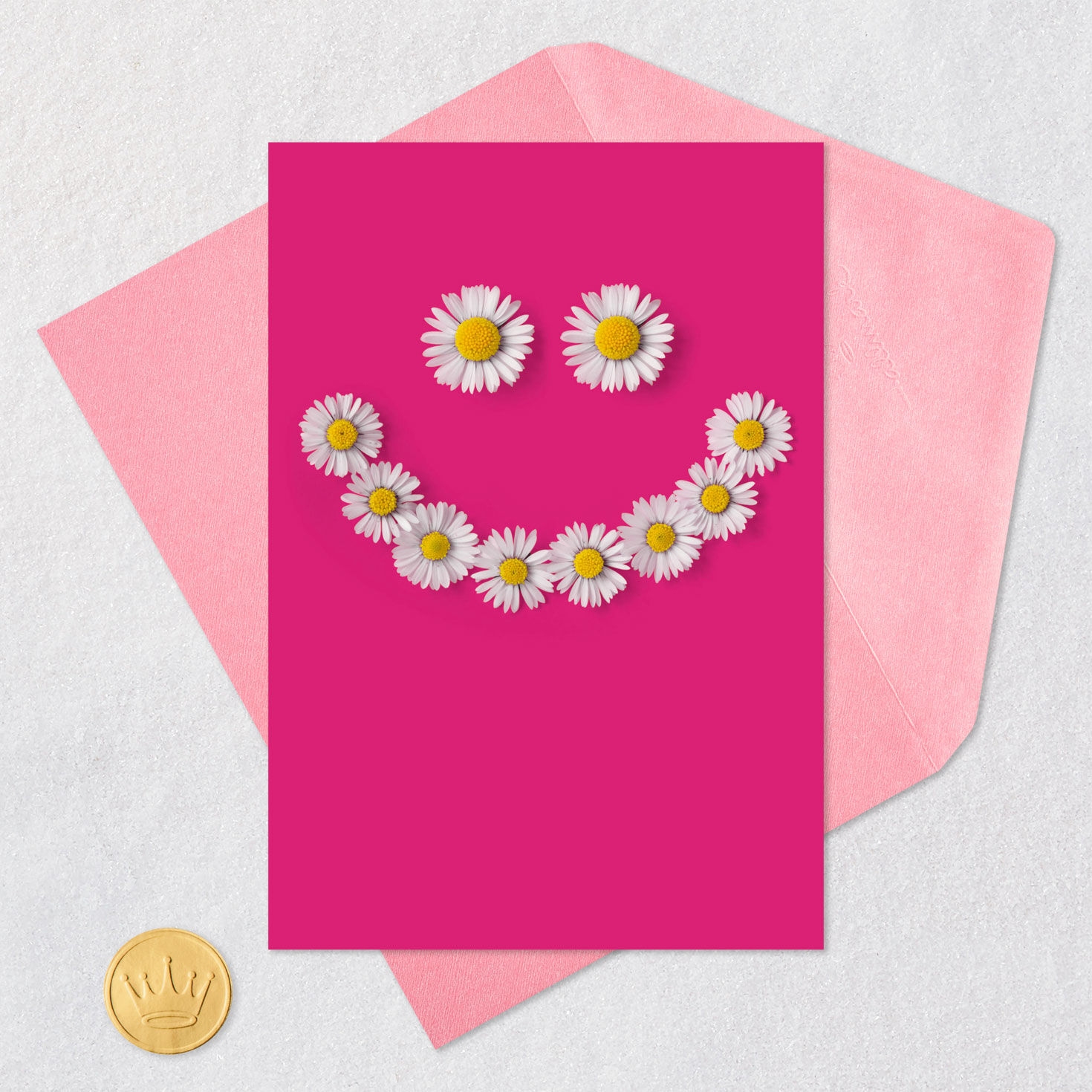 White Daisy Smiley Face on Pink Mother's Day Card  image number 5