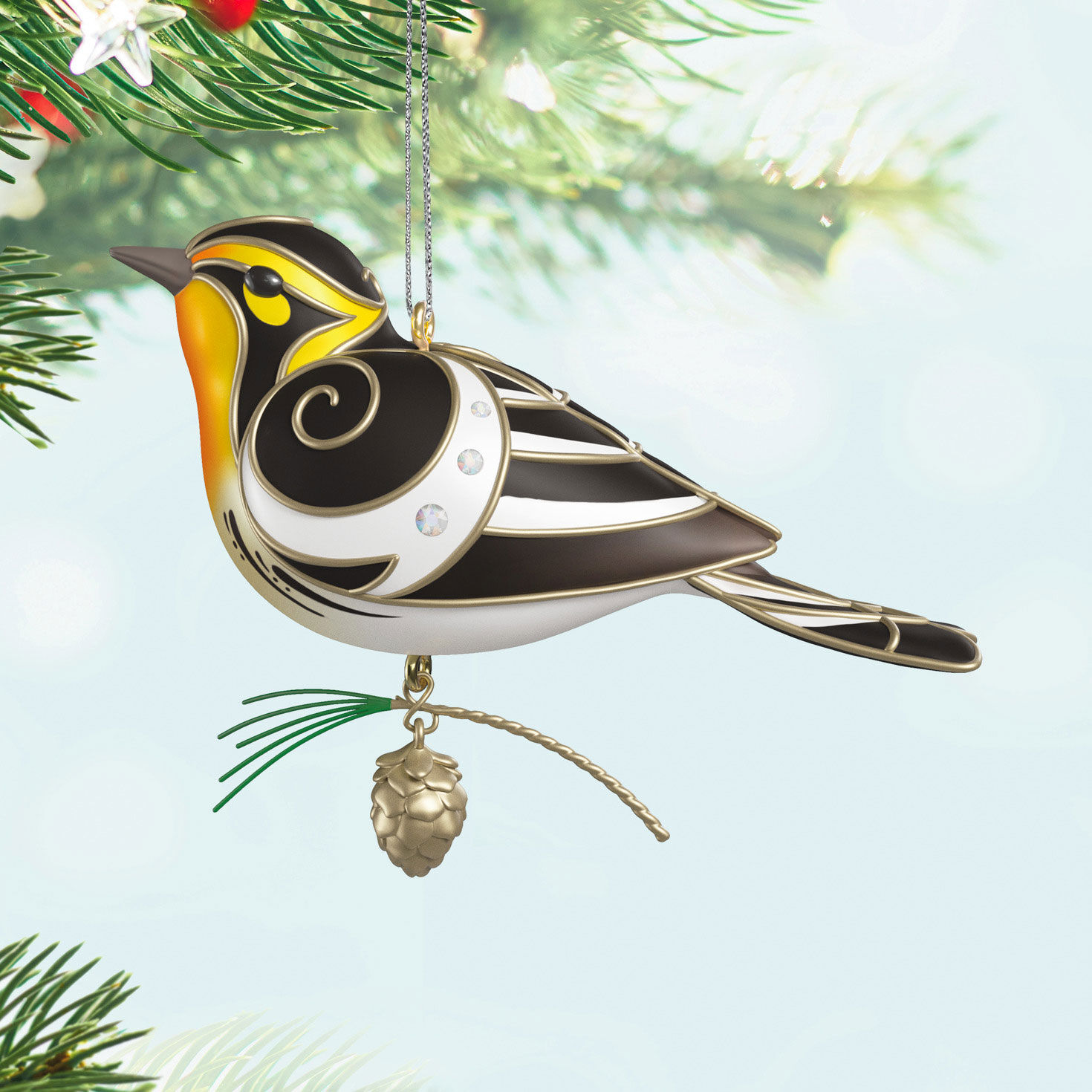 Black and Yellow Bird Keepsake Ornament  image number 2