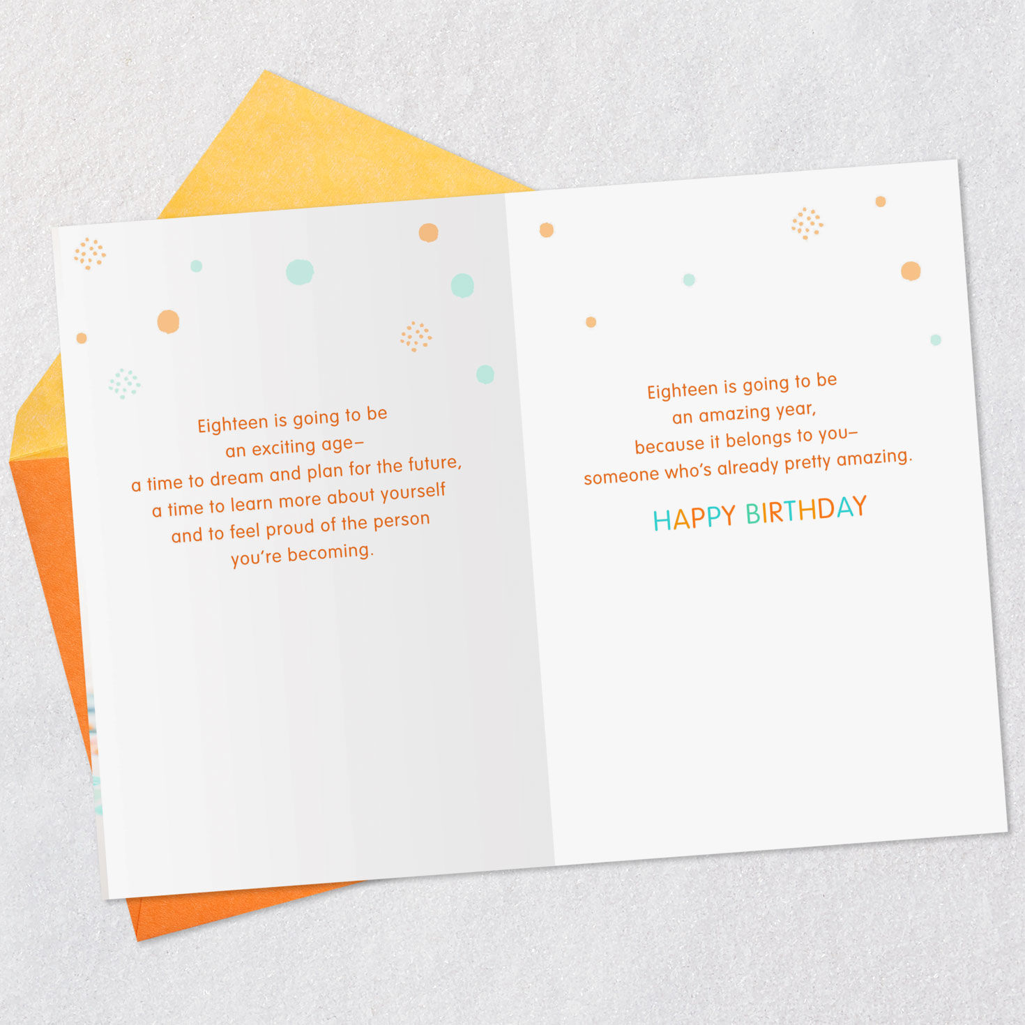 Gold Foil 18 and Confetti 18th Birthday Card Open card with envelope image number 4