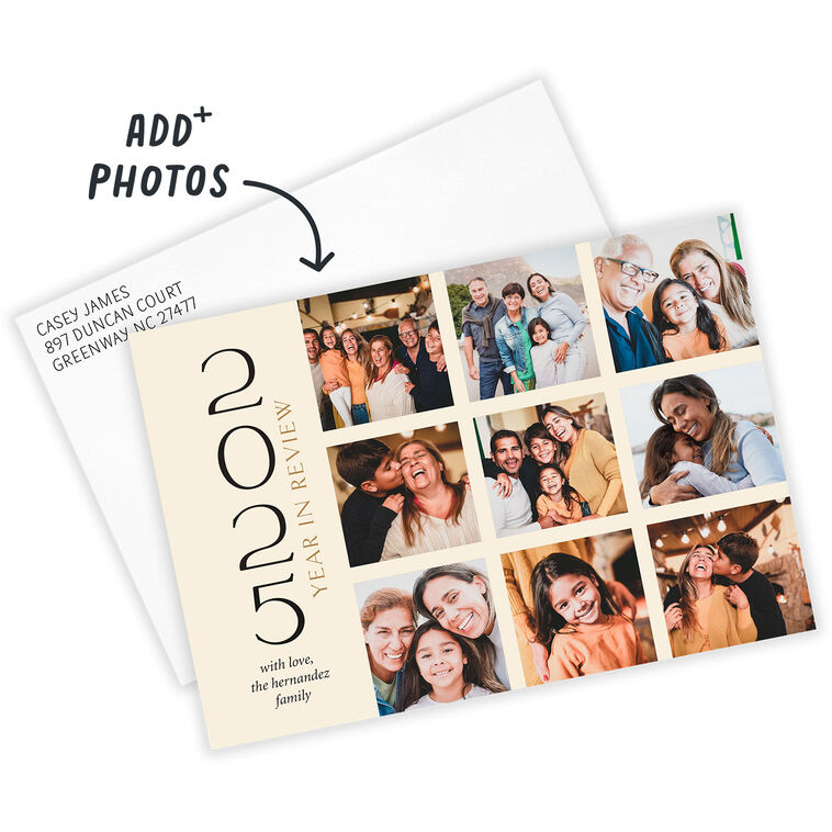 Year In Review Grid Personalized Holiday Photo Card Card with Envelope indicating personalization image number 2
