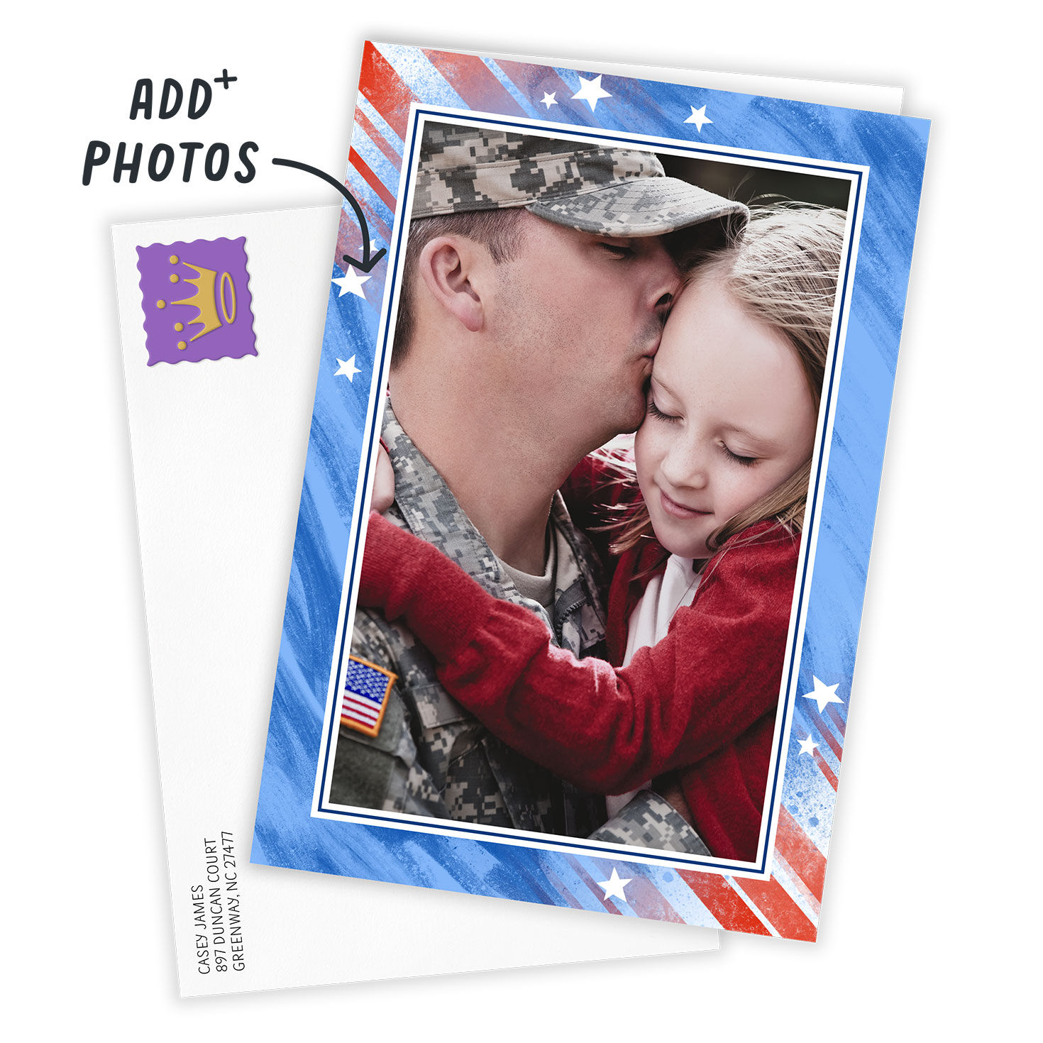 Red, White and Blue Patriotic Folded Photo Card  image number 2