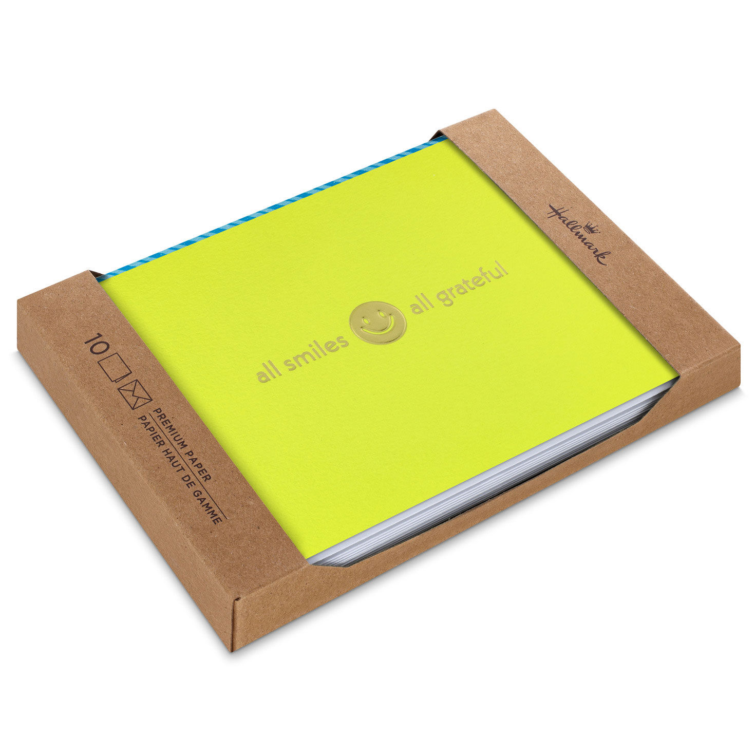 All Smiles Yellow Happy Face Blank Thank You Notes, Pack of 10